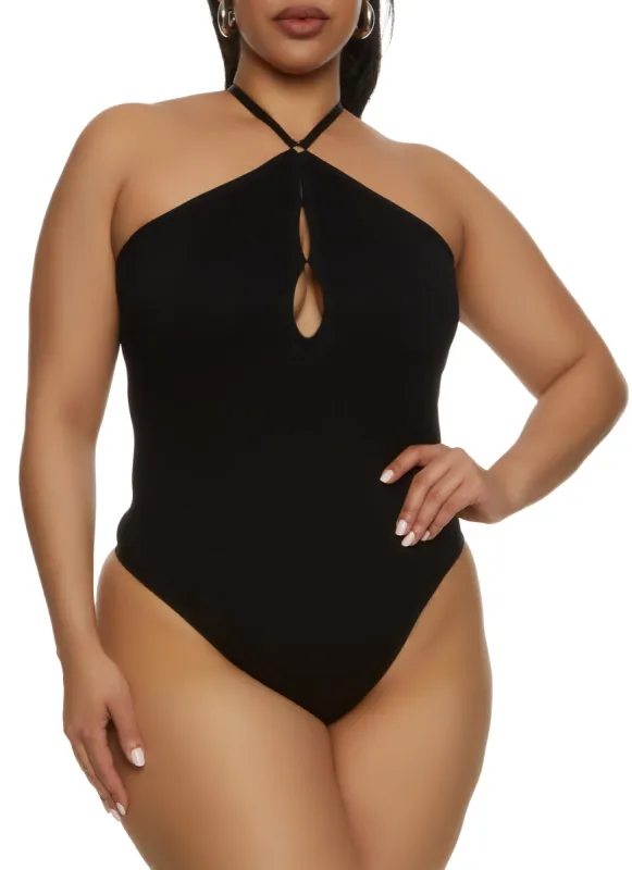 Plus Size Keyhole Open Back Bodysuit sold by Rainbow