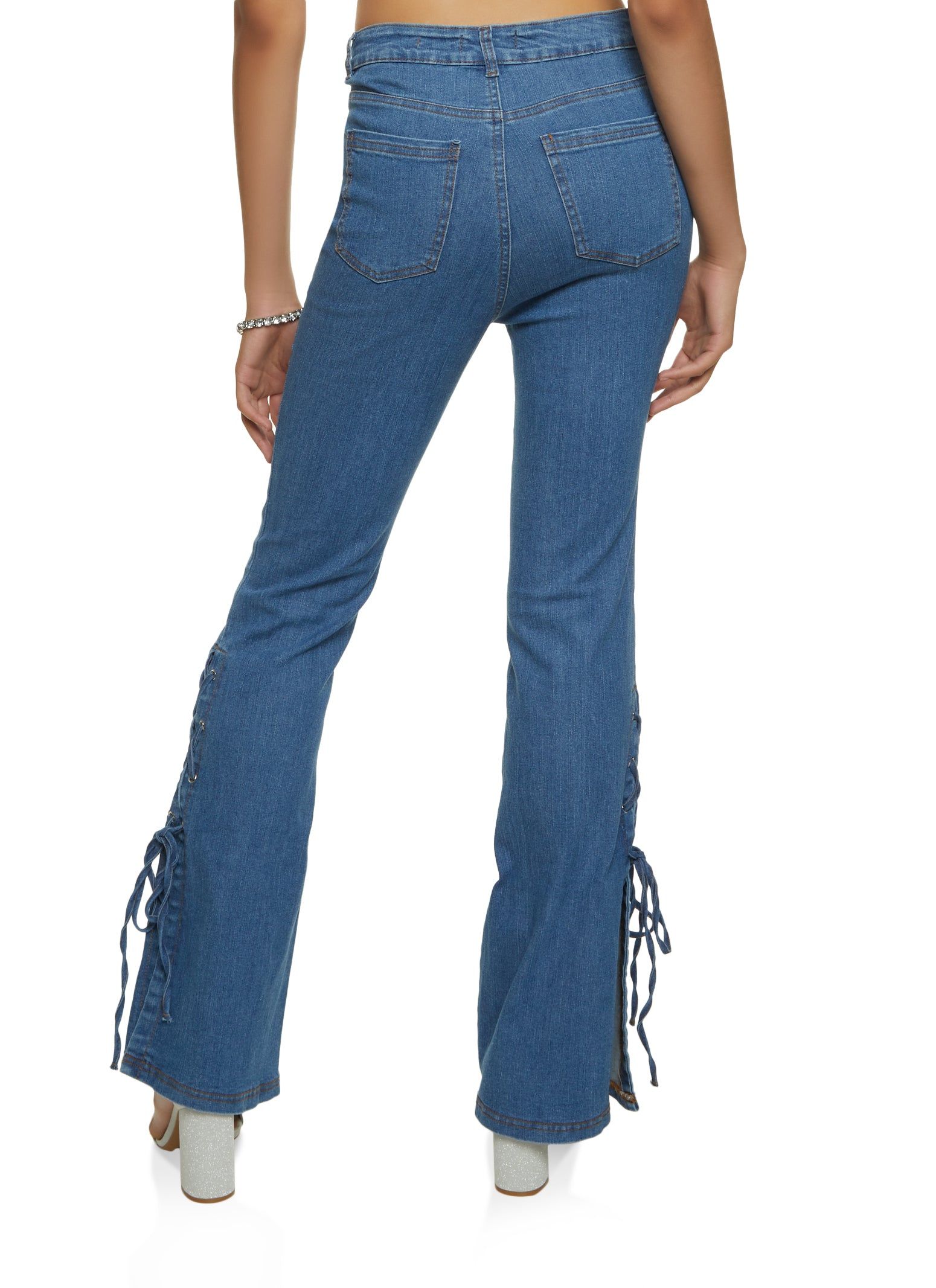 Lace Up Detail High Waist Jeans sold by Rainbow product image thumbnail 3