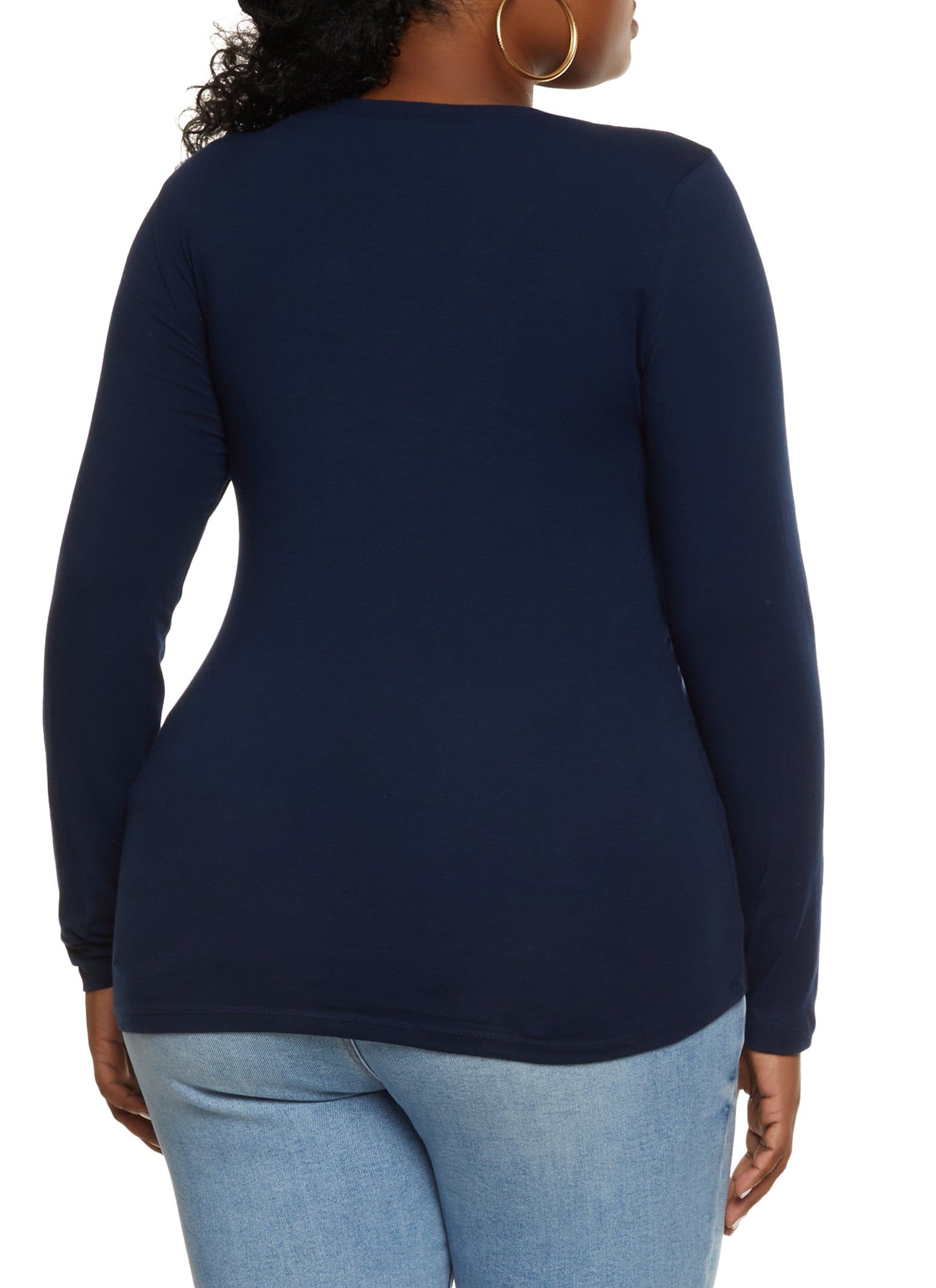Plus Size Basic Long Sleeve Scoop Neck Top sold by Rainbow product image thumbnail 2