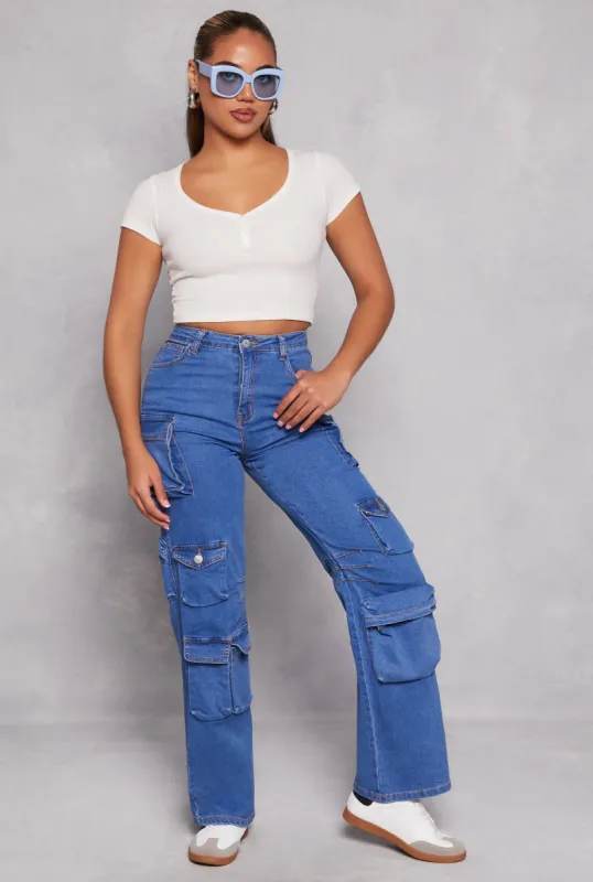 Daisy Wide Leg Cargo Jeans sold by Rainbow