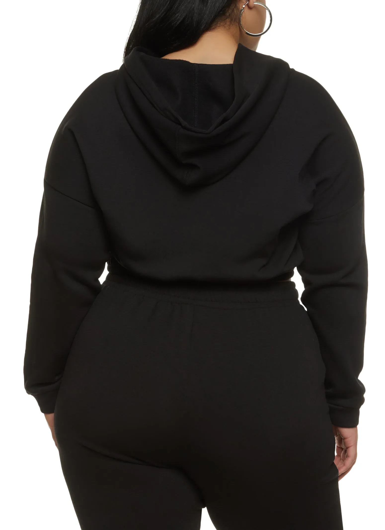 Plus Size Drawstring Hem Fleece Pullover Hoodie sold by Rainbow product image thumbnail 3