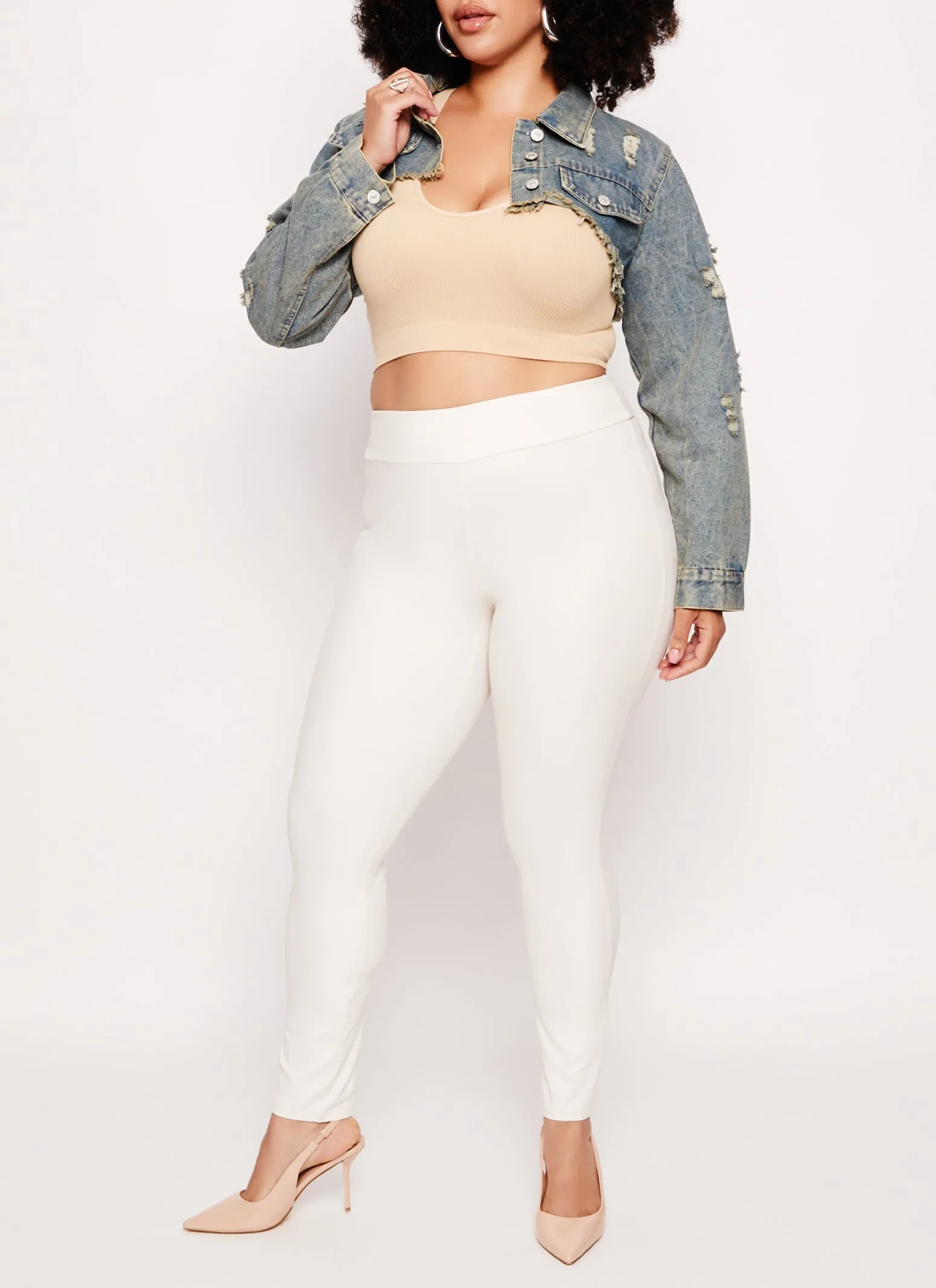 Plus Size Distressed Bolero Jean Jacket sold by Rainbow product image thumbnail 2