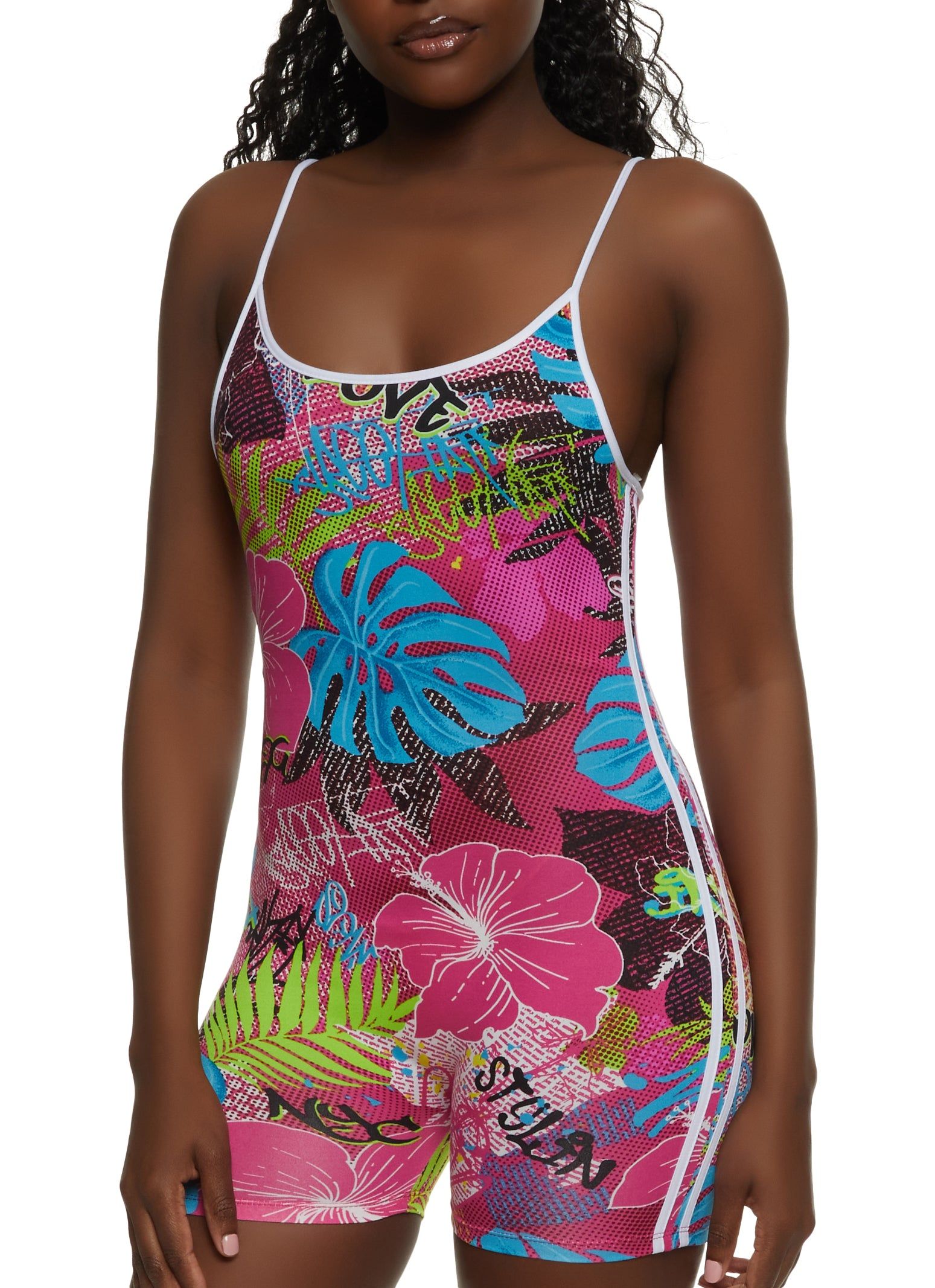 Graffiti Floral Print Romper sold by Rainbow