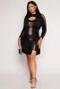 Plus Size Keyhole Fishnet Detail Long Sleeve Bodysuit sold by Rainbow