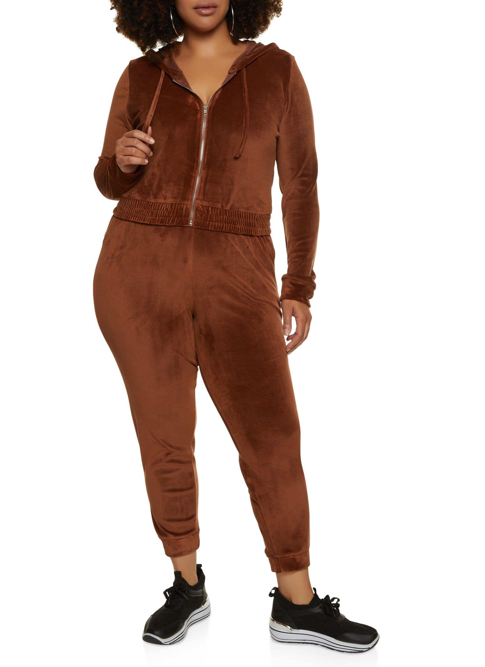 Plus Size Velour Zip Front Hoodie sold by Rainbow product image thumbnail 2