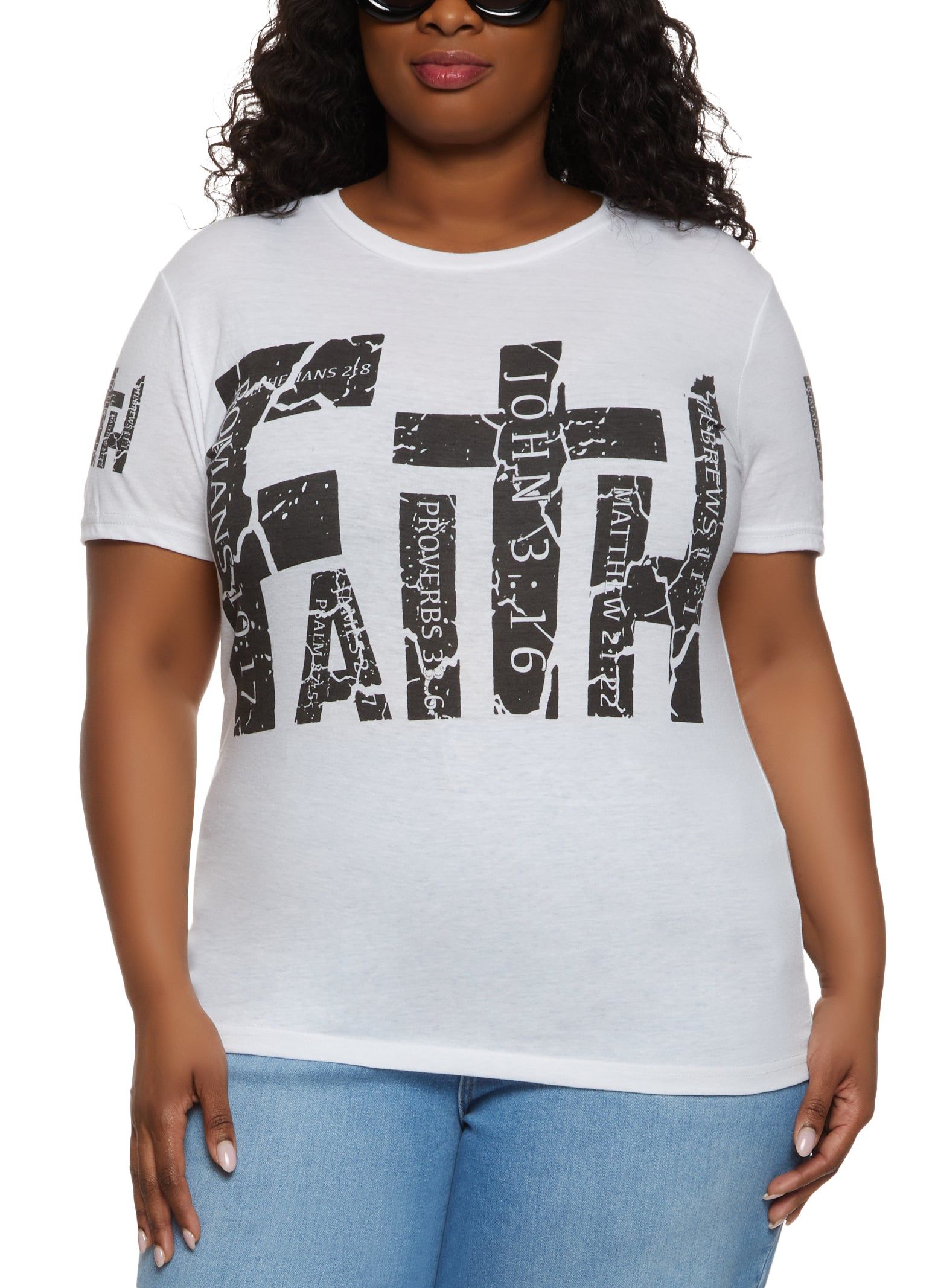 Plus Size Faith In God Changes Everything Tee sold by Rainbow