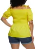 Plus Size Smocked Tie Strap Cold Shoulder Top sold by Rainbow