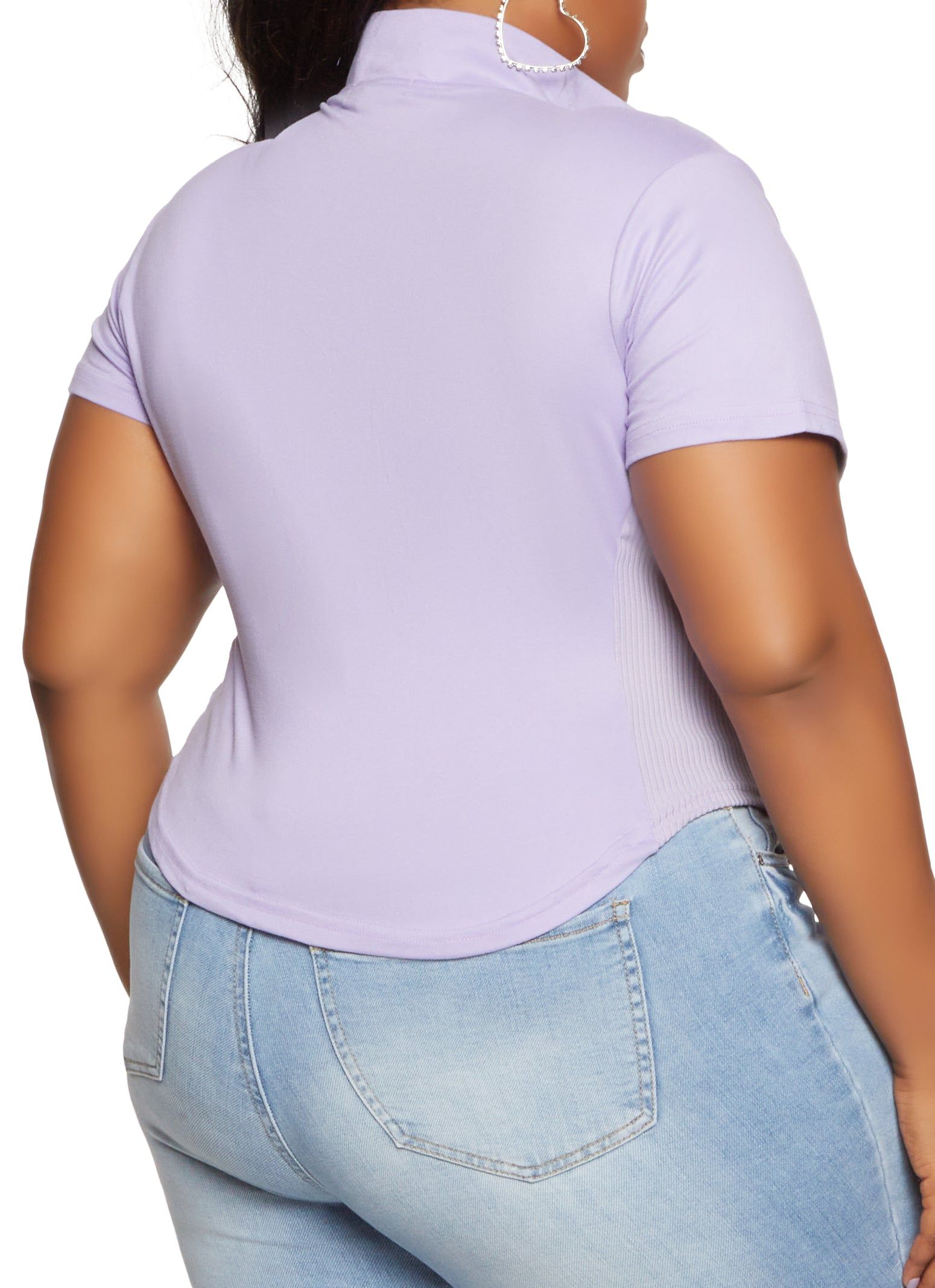 Plus Size Zip Front Mock Neck Top sold by Rainbow product image thumbnail 2