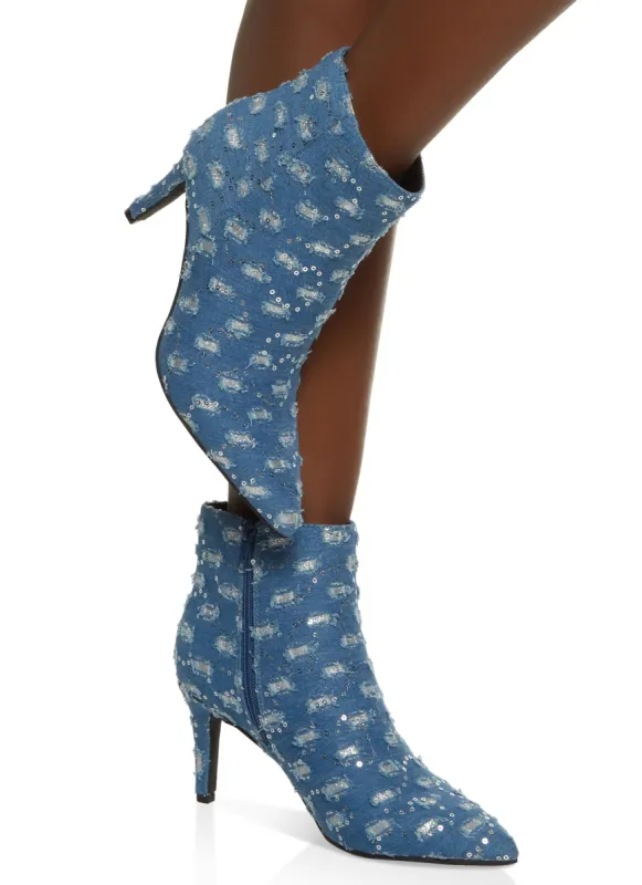 Pointed Toe Side Zip Stiletto Booties sold by Rainbow