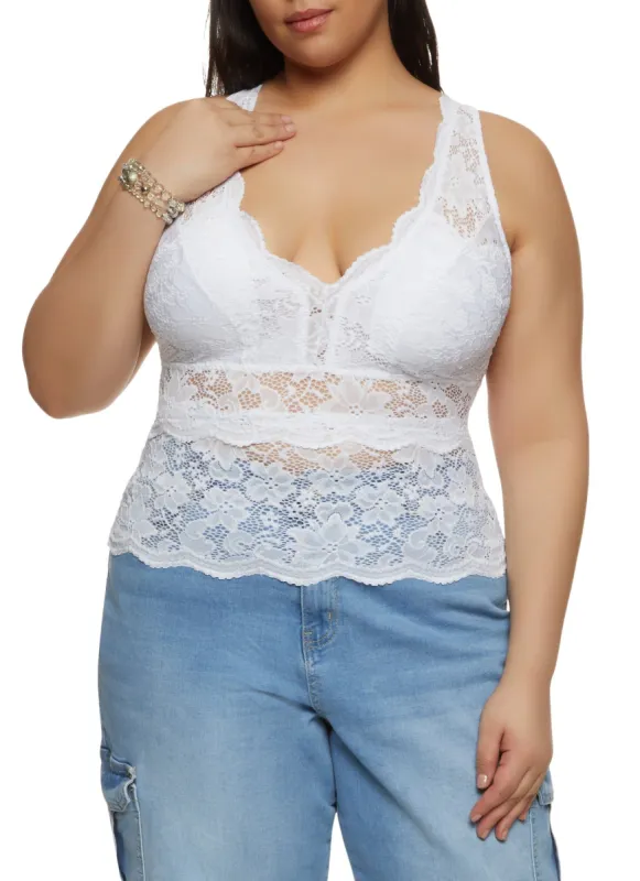 Plus Size Criss Cross Back Sleeveless Lace Top sold by Rainbow