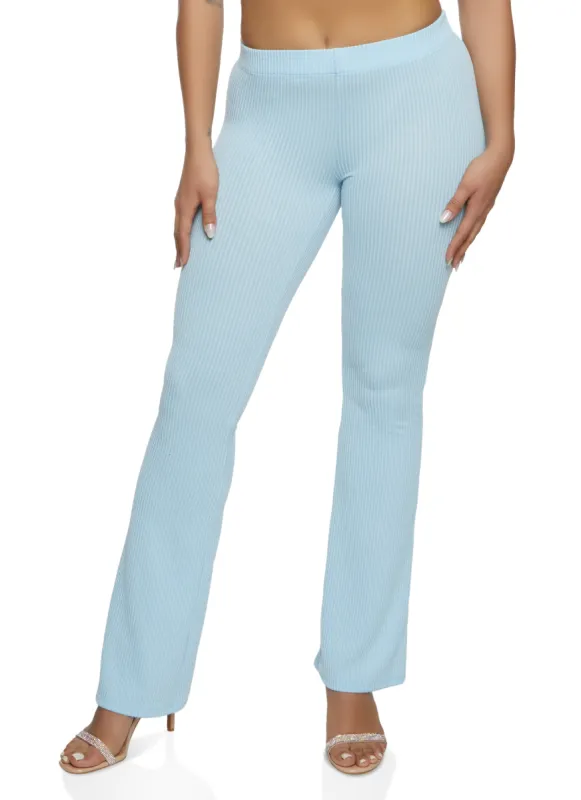 Ribbed Knit High Waist Boot Cut Pants sold by Rainbow