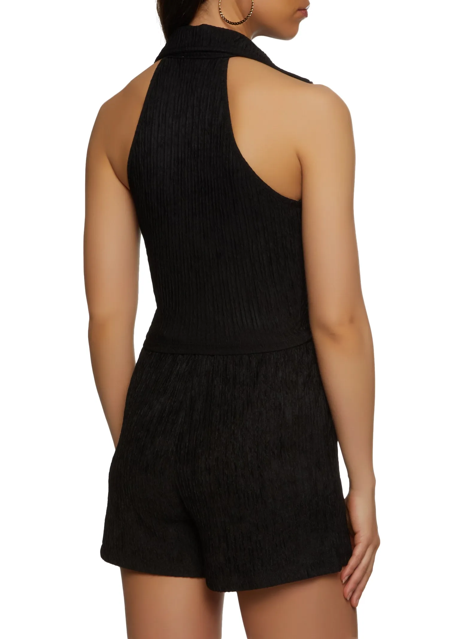 Textured Knit Zip Front Crop Top sold by Rainbow product image thumbnail 3