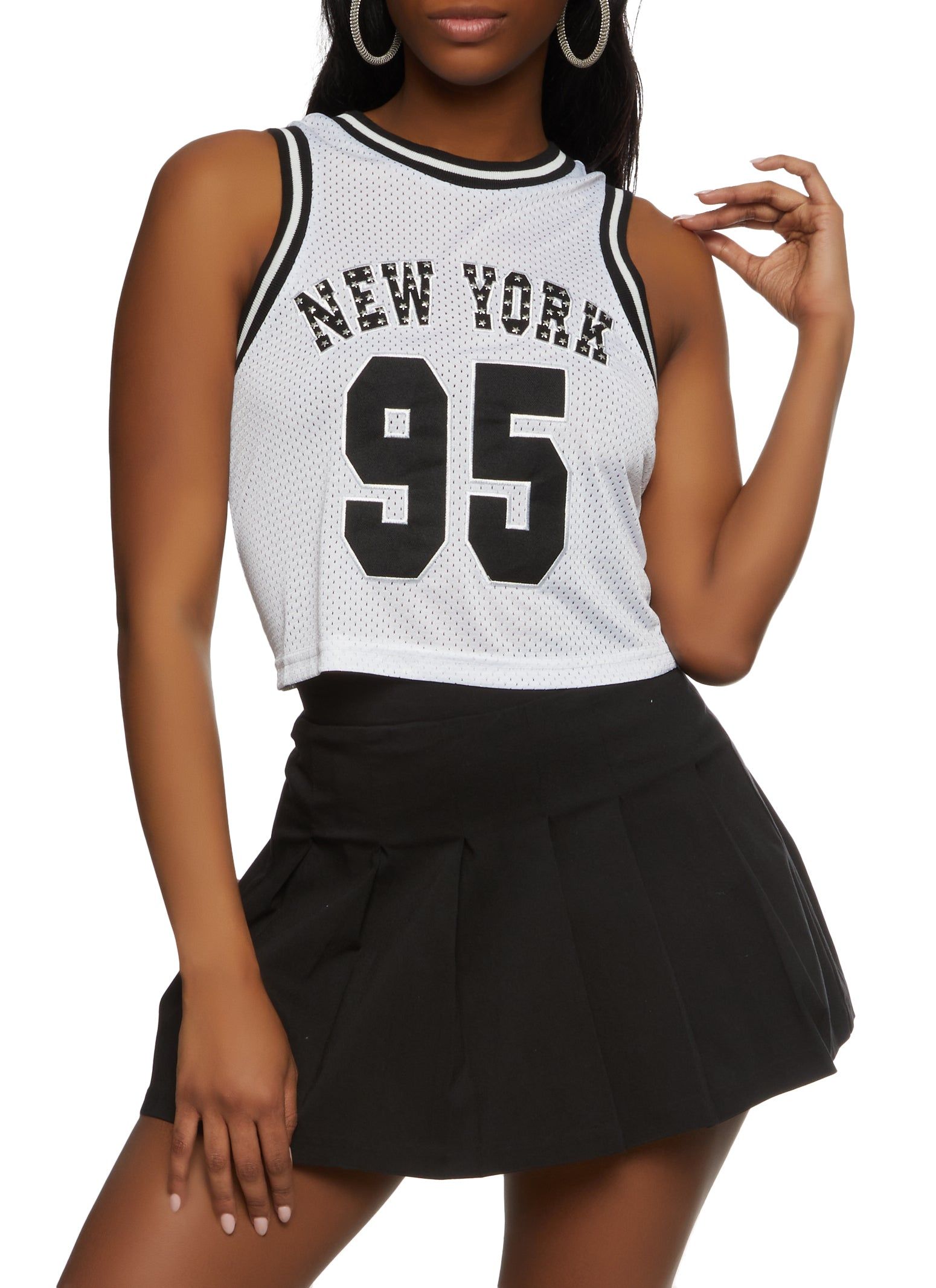 Studded New York 95 Cropped Basketball Jersey sold by Rainbow