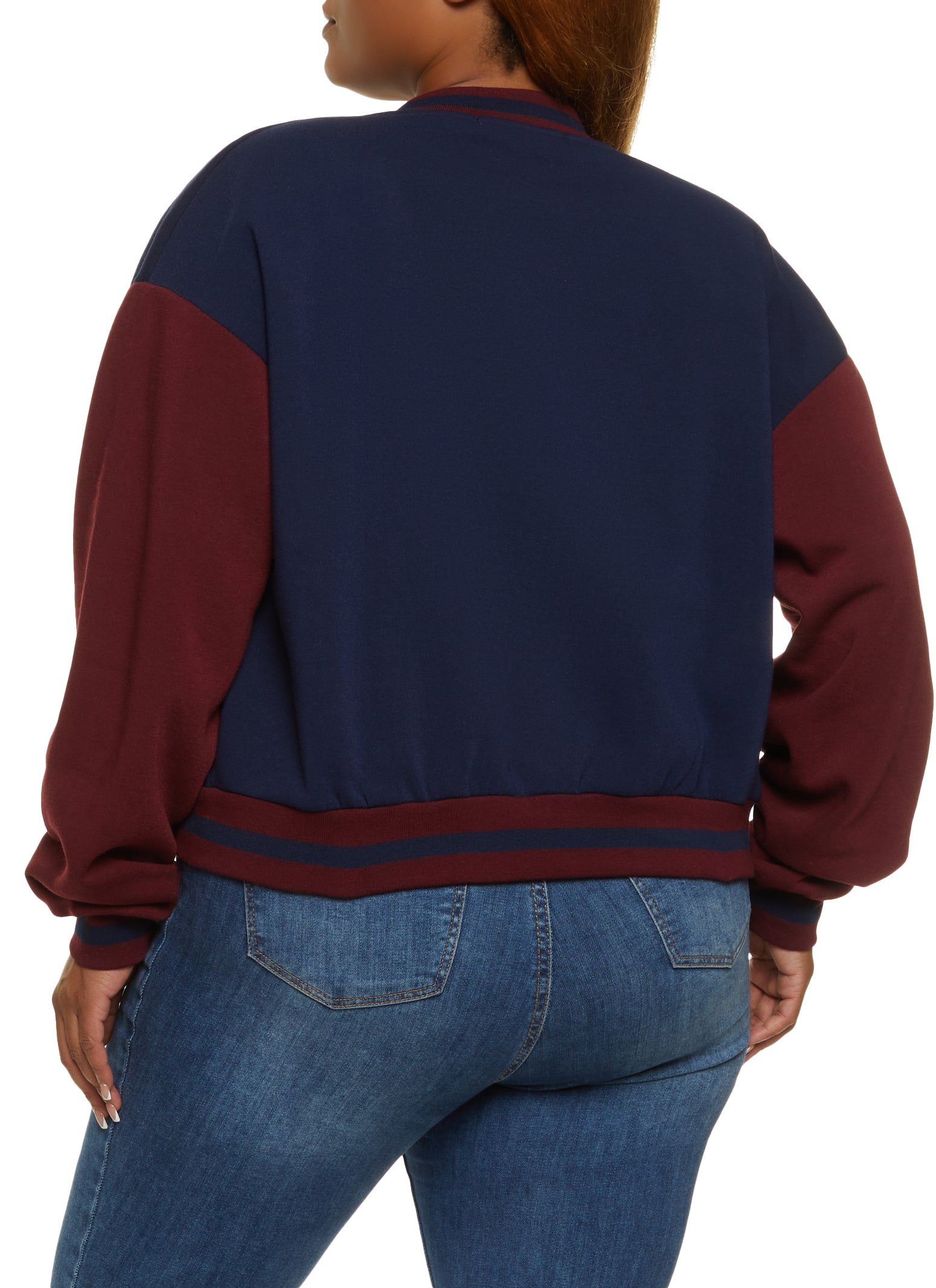 Plus Size A Initial Chenille Patch Varsity Jacket sold by Rainbow product image thumbnail 2