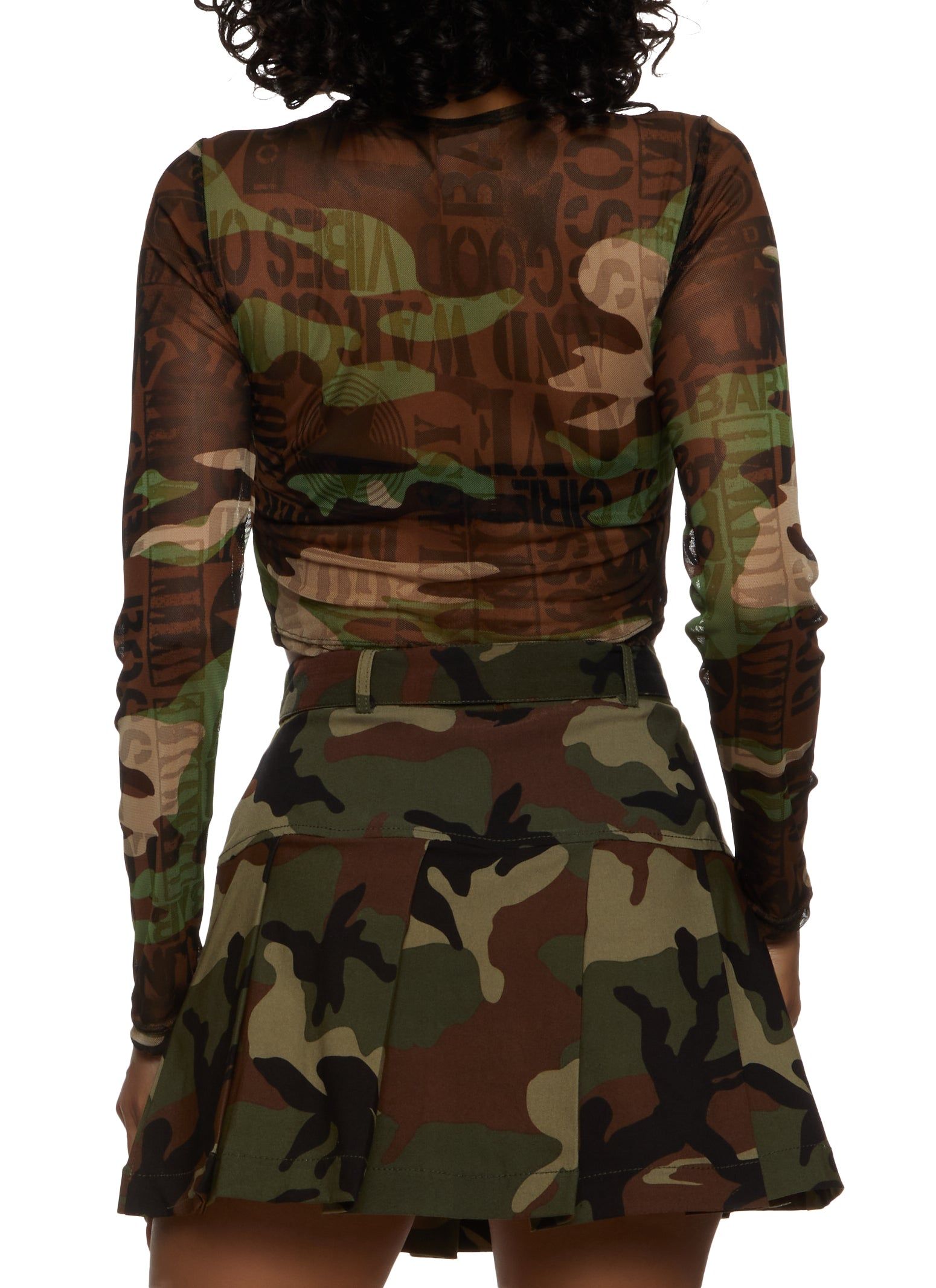 Camo Mesh Long Sleeve Graphic Top sold by Rainbow product image thumbnail 3
