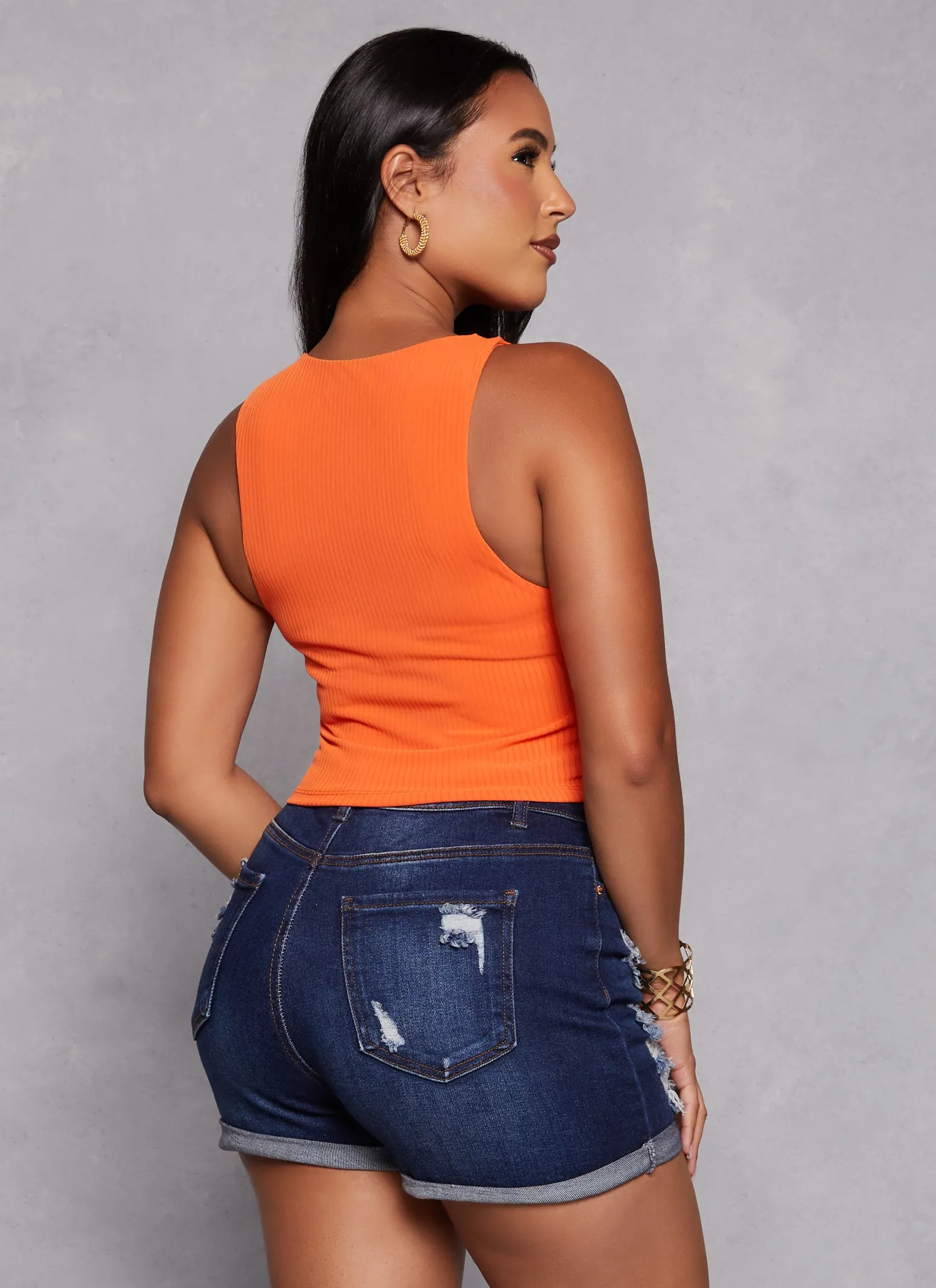 Iris Ribbed Knit Cropped Tank Top sold by Rainbow product image thumbnail 3