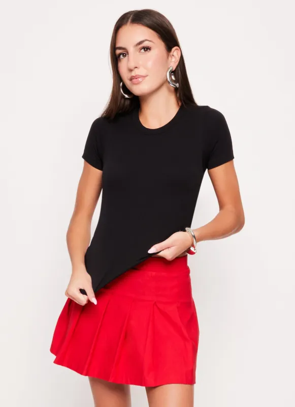 Basic Ribbed Crew Neck Short Sleeve Top sold by Rainbow