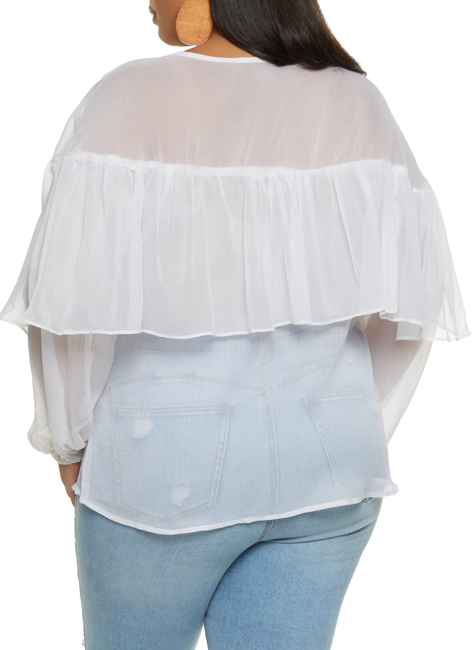Plus Size Knot Detail Waterfall Frill Blouse sold by Rainbow product image thumbnail 2