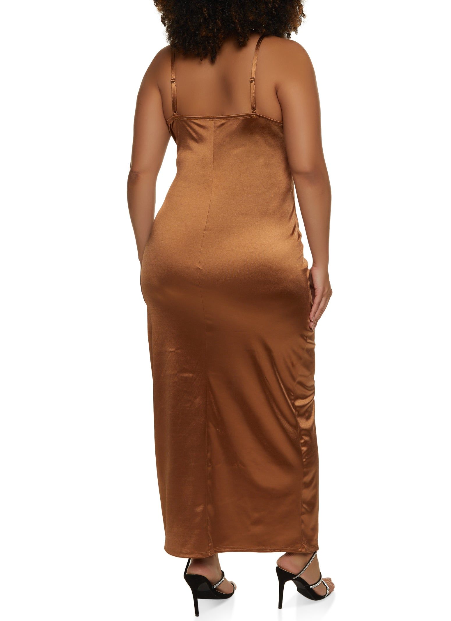 Plus Size Faux Wrap Satin Cami Dress sold by Rainbow product image thumbnail 3
