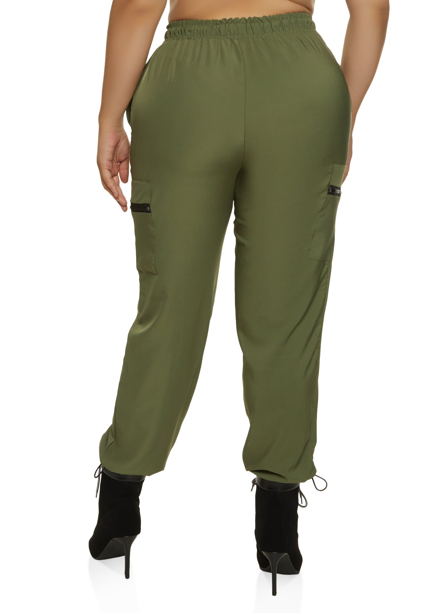 Plus Size Solid Zip Pocket Parachute Joggers sold by Rainbow product image thumbnail 3