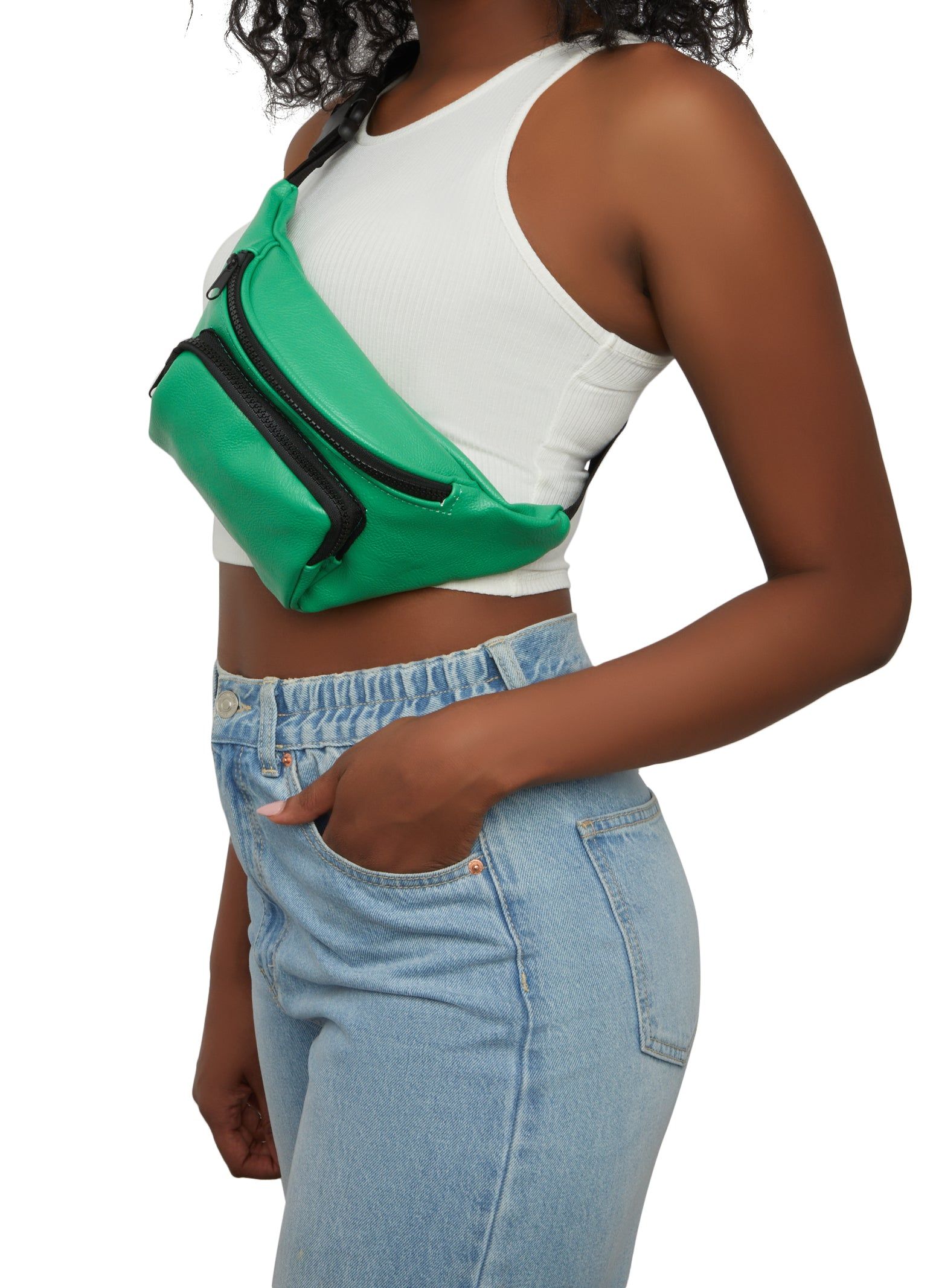 Faux Leather Zip Pocket Fanny Pack sold by Rainbow