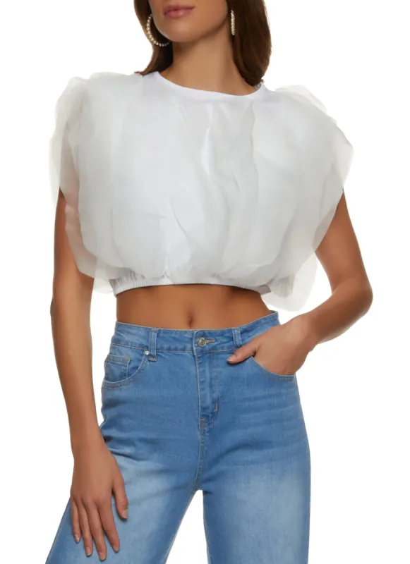 Organza Trim Crop Top sold by Rainbow