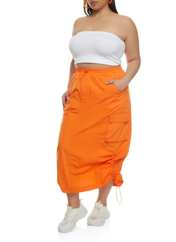 Plus Size Toggle Drawstring Utility Maxi Skirt sold by Rainbow