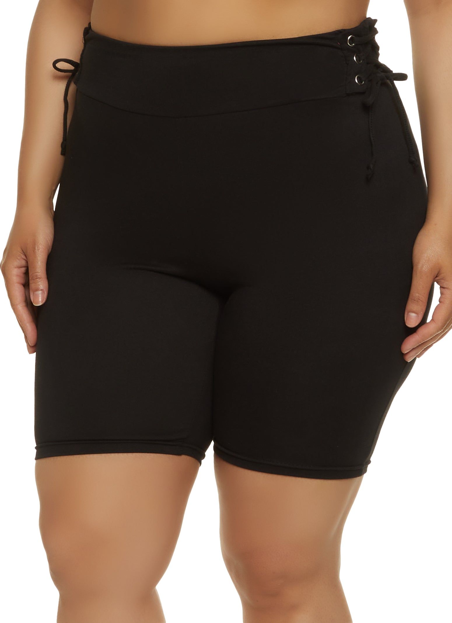 Plus Size Lace Up Side Biker Shorts sold by Rainbow