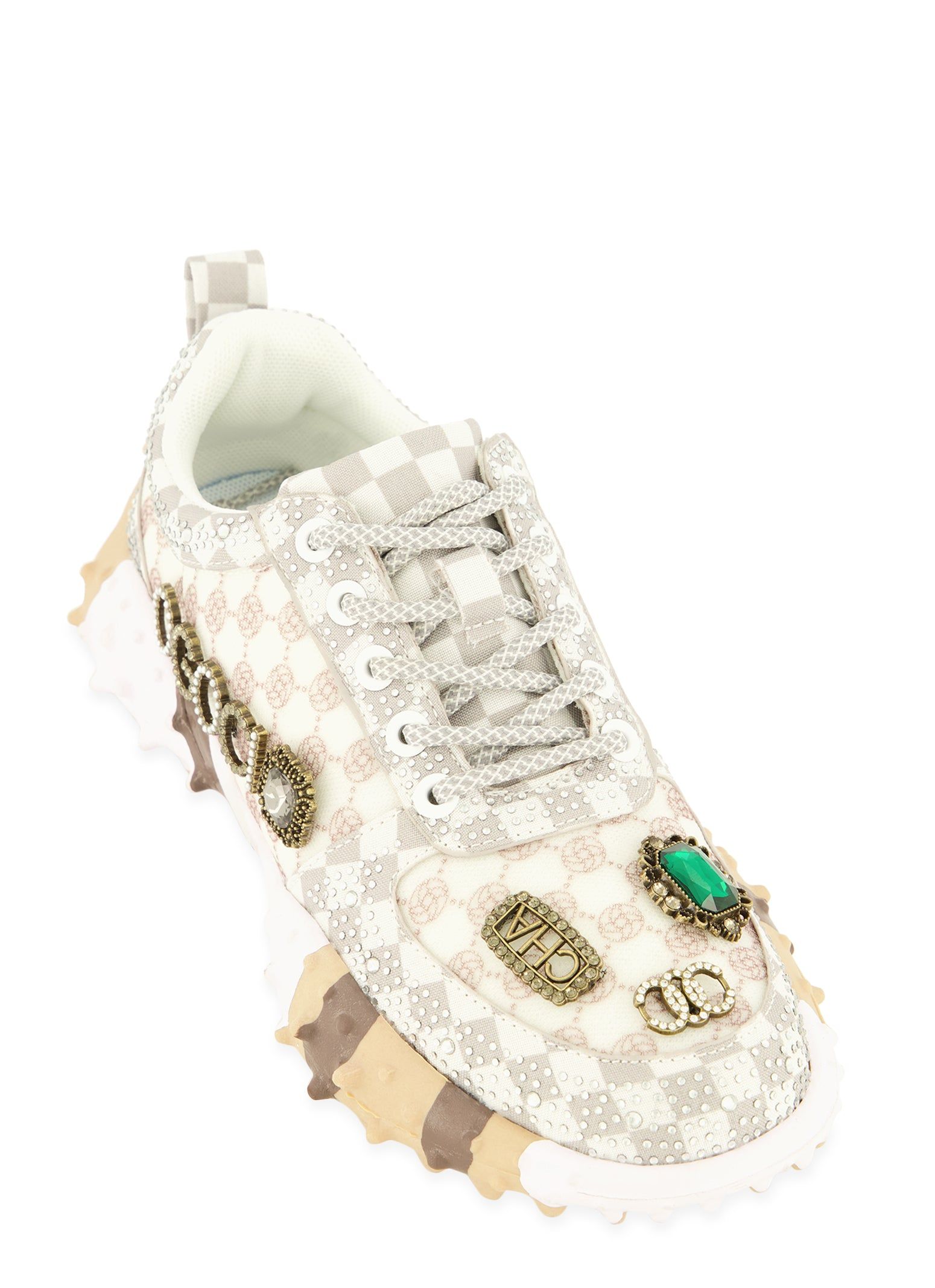 Rhinestone Color Block Lace Up Sneakers sold by Rainbow