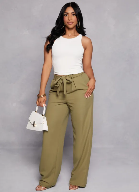 Haute Monde Tie Waist Belted Dress Pants sold by Rainbow