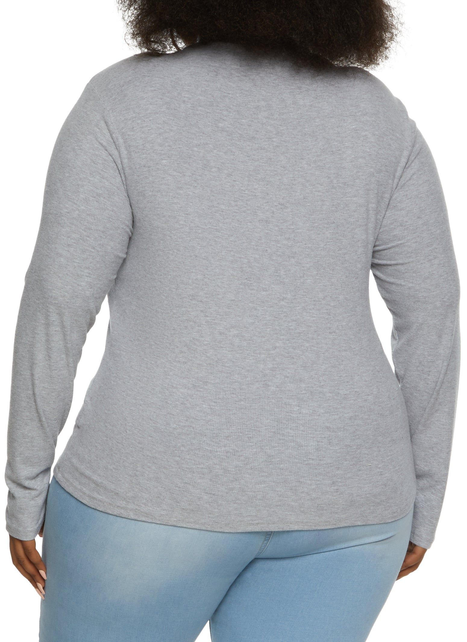 Plus Size Ribbed Knit Mock Neck Long Sleeve Top sold by Rainbow product image thumbnail 2