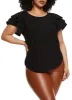 Plus Size Tiered Flutter Short Sleeve Blouse sold by Rainbow