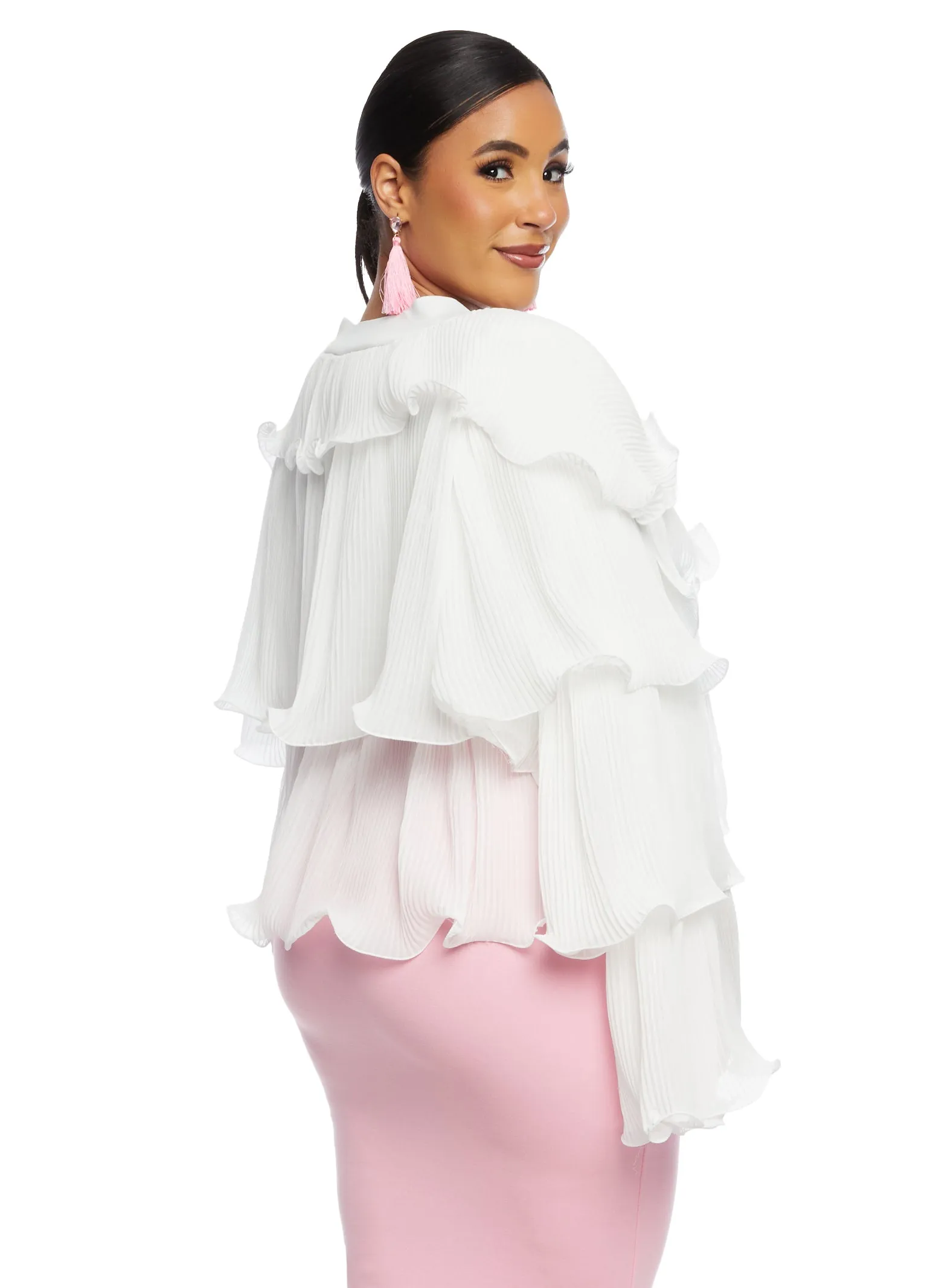 Plisse Ruffled Tiered Long Sleeve Blouse sold by Rainbow product image thumbnail 3