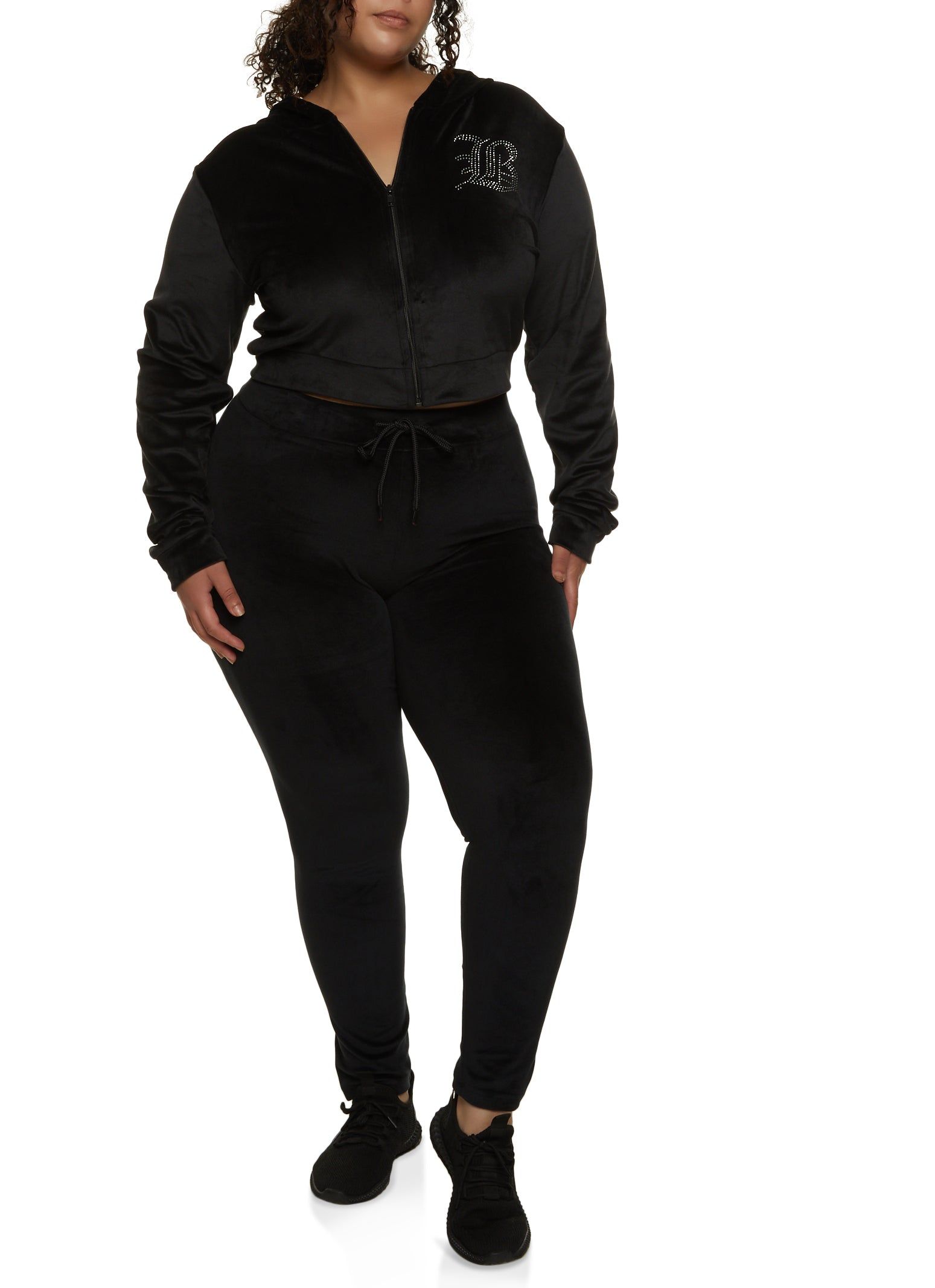 Plus Size B Initial Rhinestone Studded Hoodie sold by Rainbow product image thumbnail 2