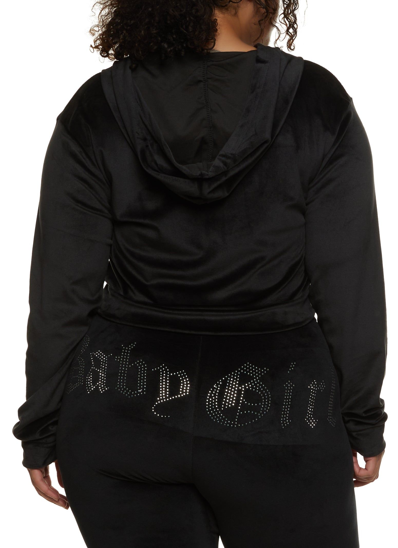 Plus Size B Initial Rhinestone Studded Hoodie sold by Rainbow product image thumbnail 3