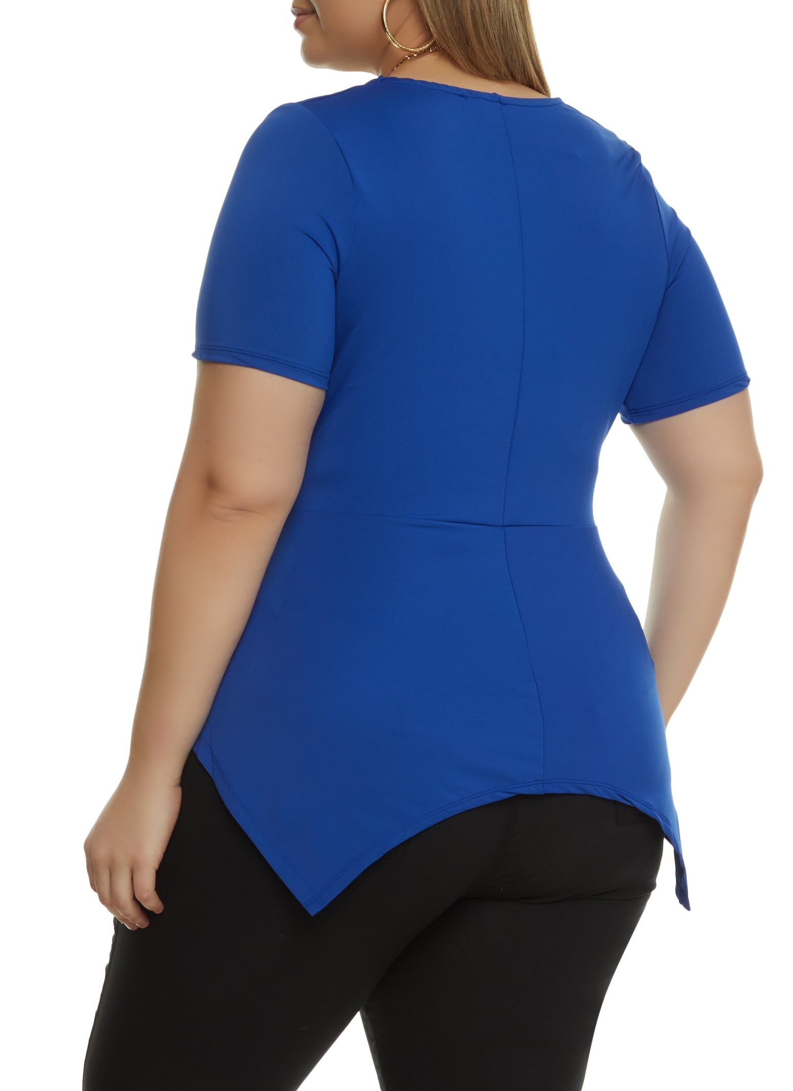 Plus Size Scoop Neck Sharkbite Hem Top with Necklace sold by Rainbow product image thumbnail 2