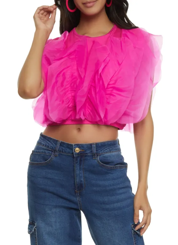 Organza Trim Crop Top sold by Rainbow