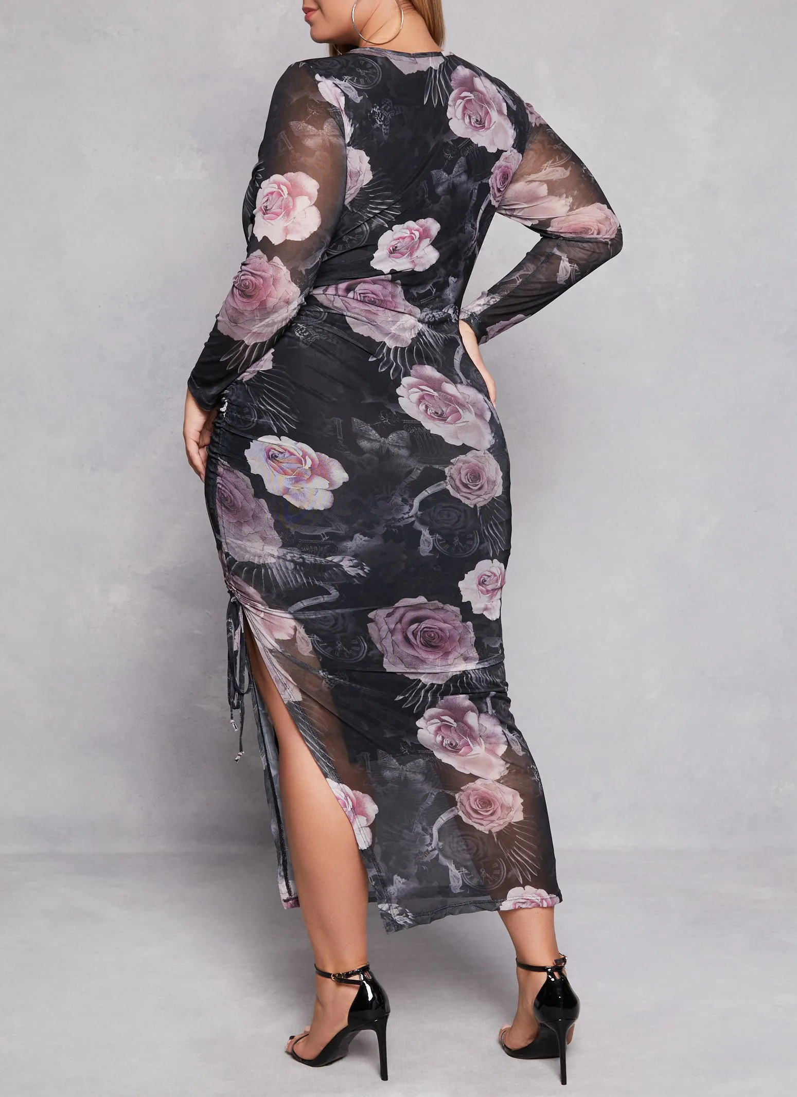 Plus Size Almost Famous Mesh Printed Side Slit Dress sold by Rainbow product image thumbnail 3