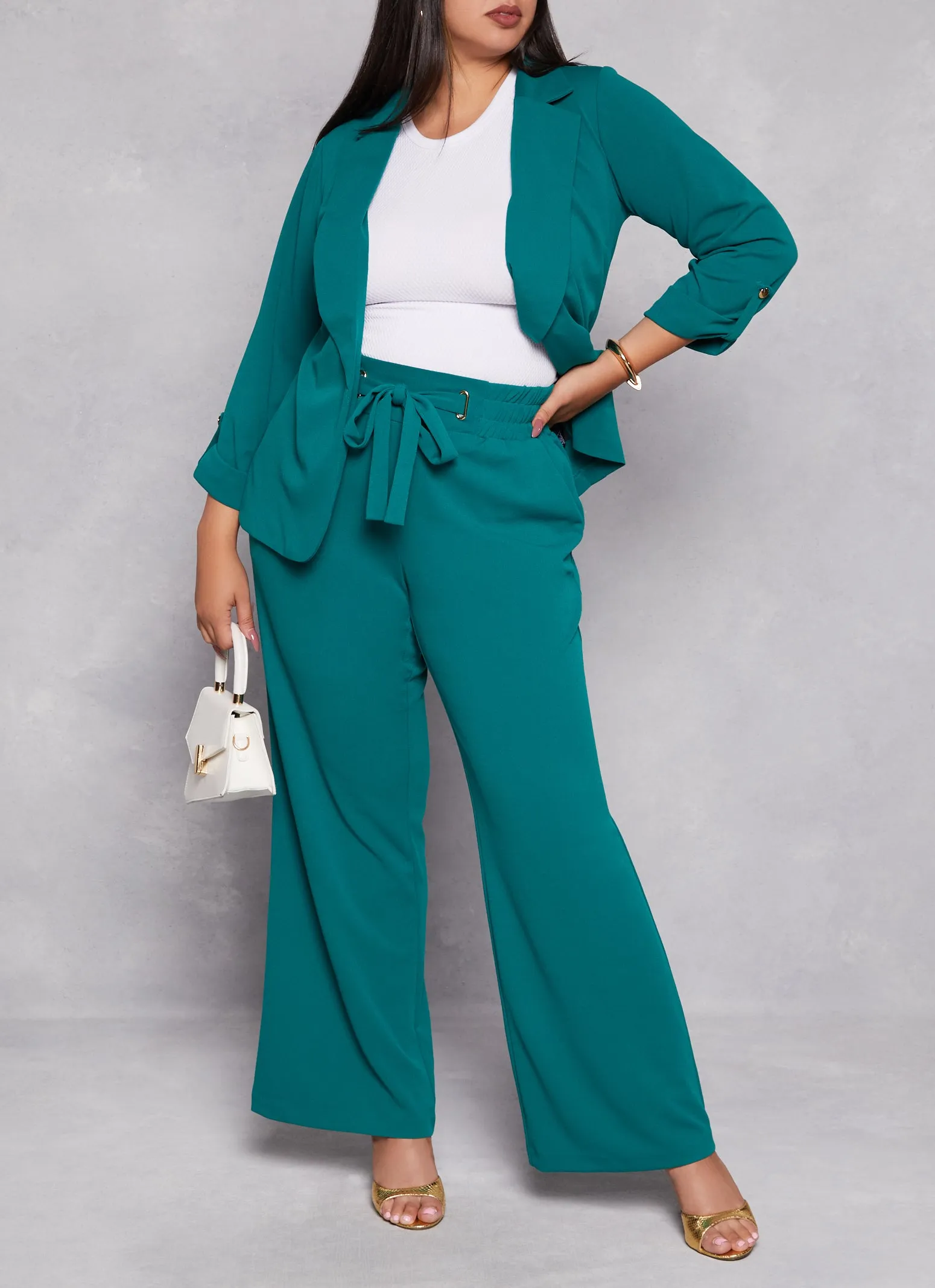 Plus Size Crepe Knit Fixed Cuff Blazer sold by Rainbow product image thumbnail 2