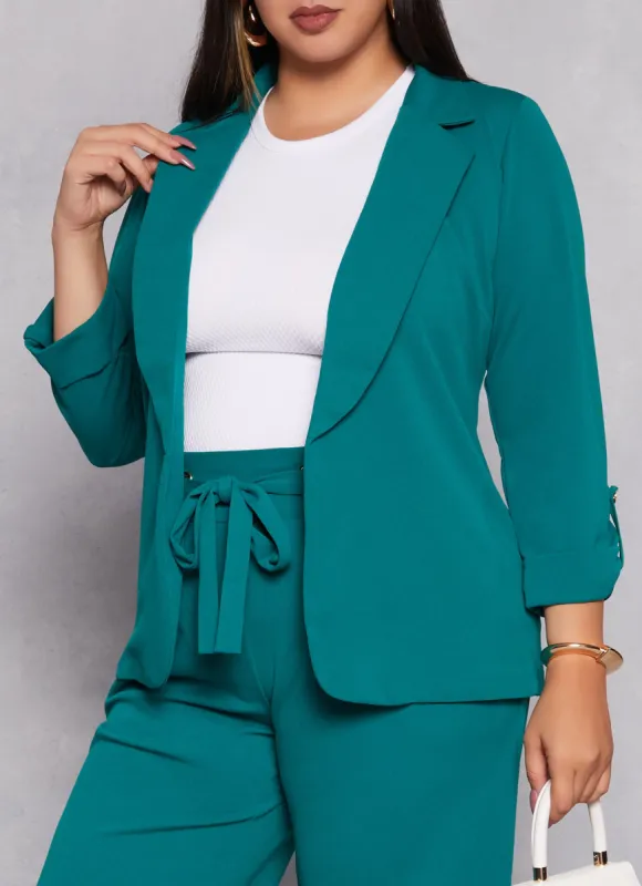 Plus Size Crepe Knit Fixed Cuff Blazer sold by Rainbow
