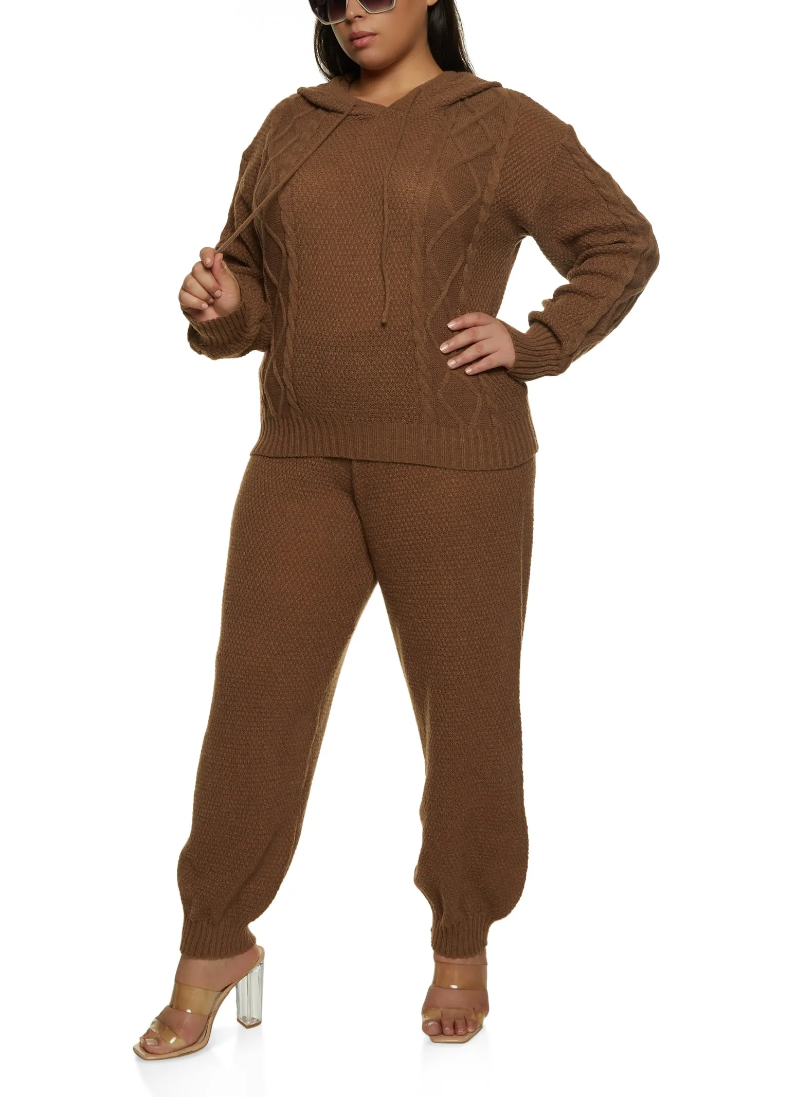 Plus Size Cable Knit Pullover Hoodie sold by Rainbow product image thumbnail 2