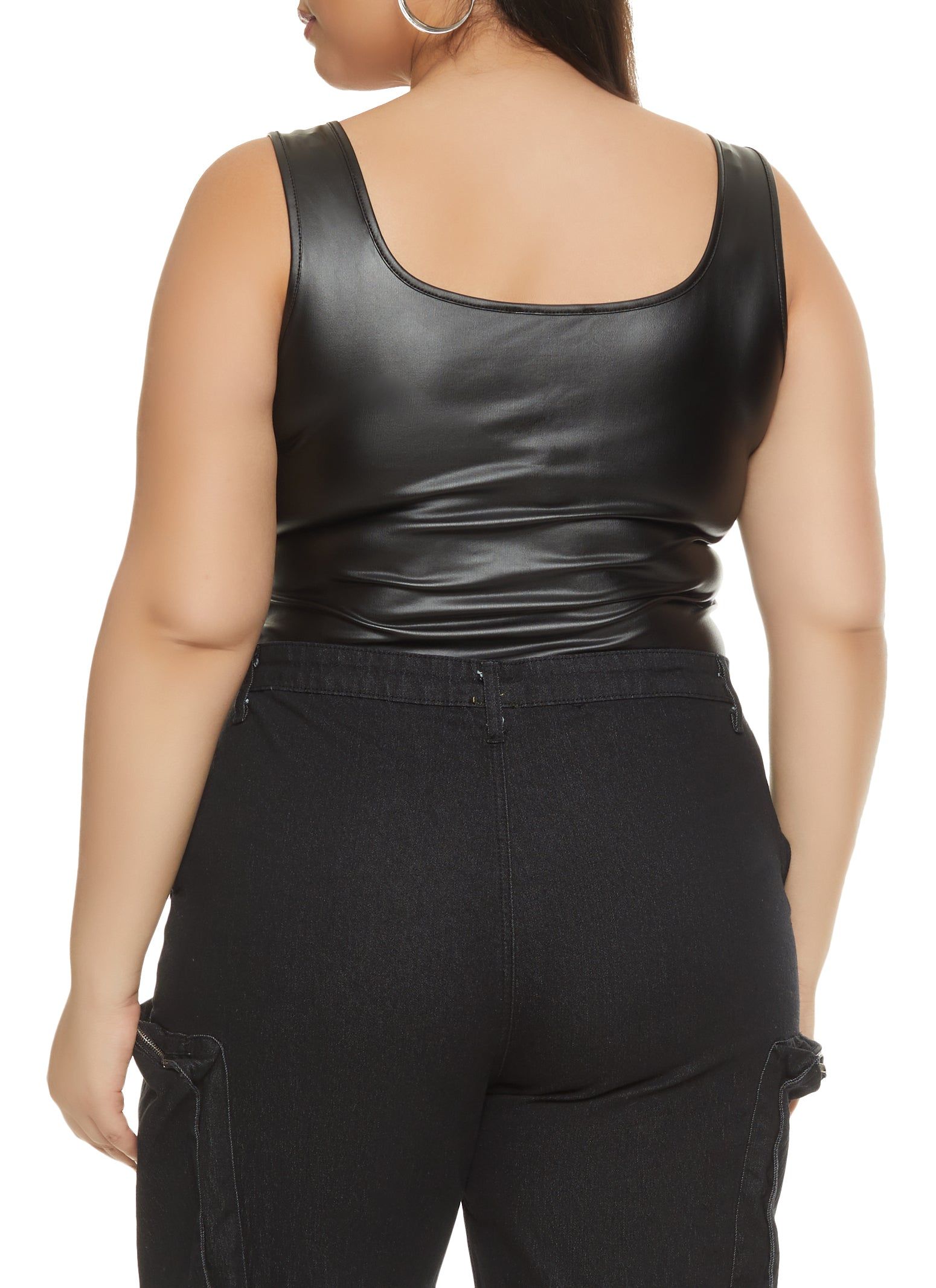 Plus Size Faux Leather Square Neck Bodysuit sold by Rainbow product image thumbnail 3
