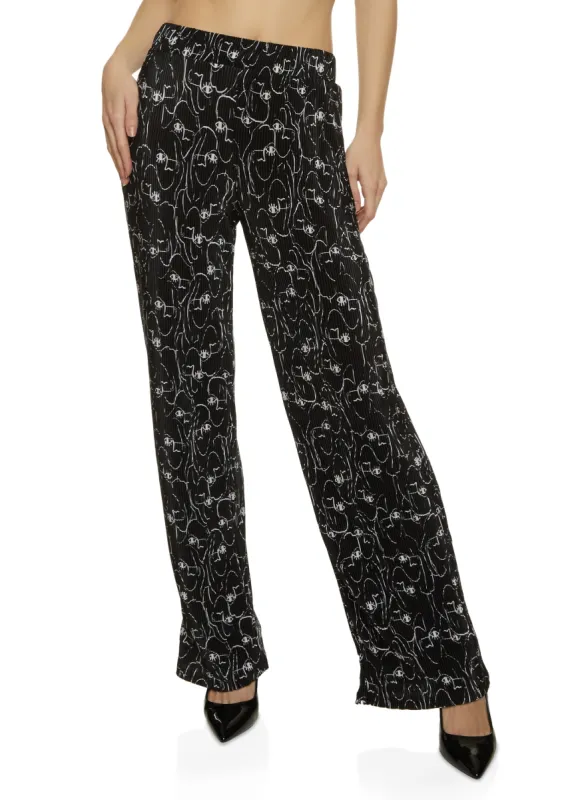 Plisse Face Print Wide Leg Pants sold by Rainbow