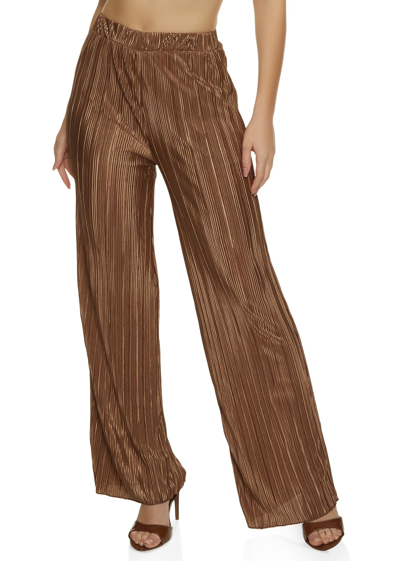 Plisse High Waisted Wide Leg Pants sold by Rainbow