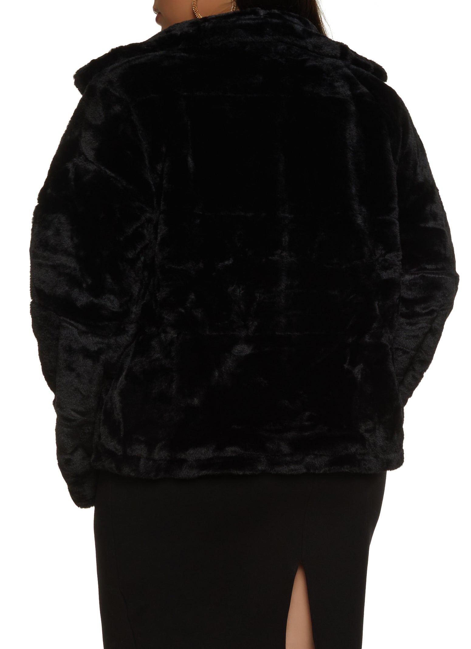Plus Size Zip Front Faux Fur Jacket sold by Rainbow product image thumbnail 3