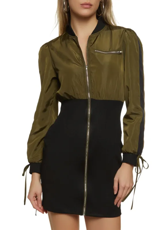 Nylon Zip Front Tie Sleeve Dress sold by Rainbow