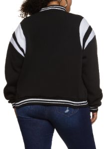 Plus Size Chenille Patch Letterman Jacket sold by Rainbow