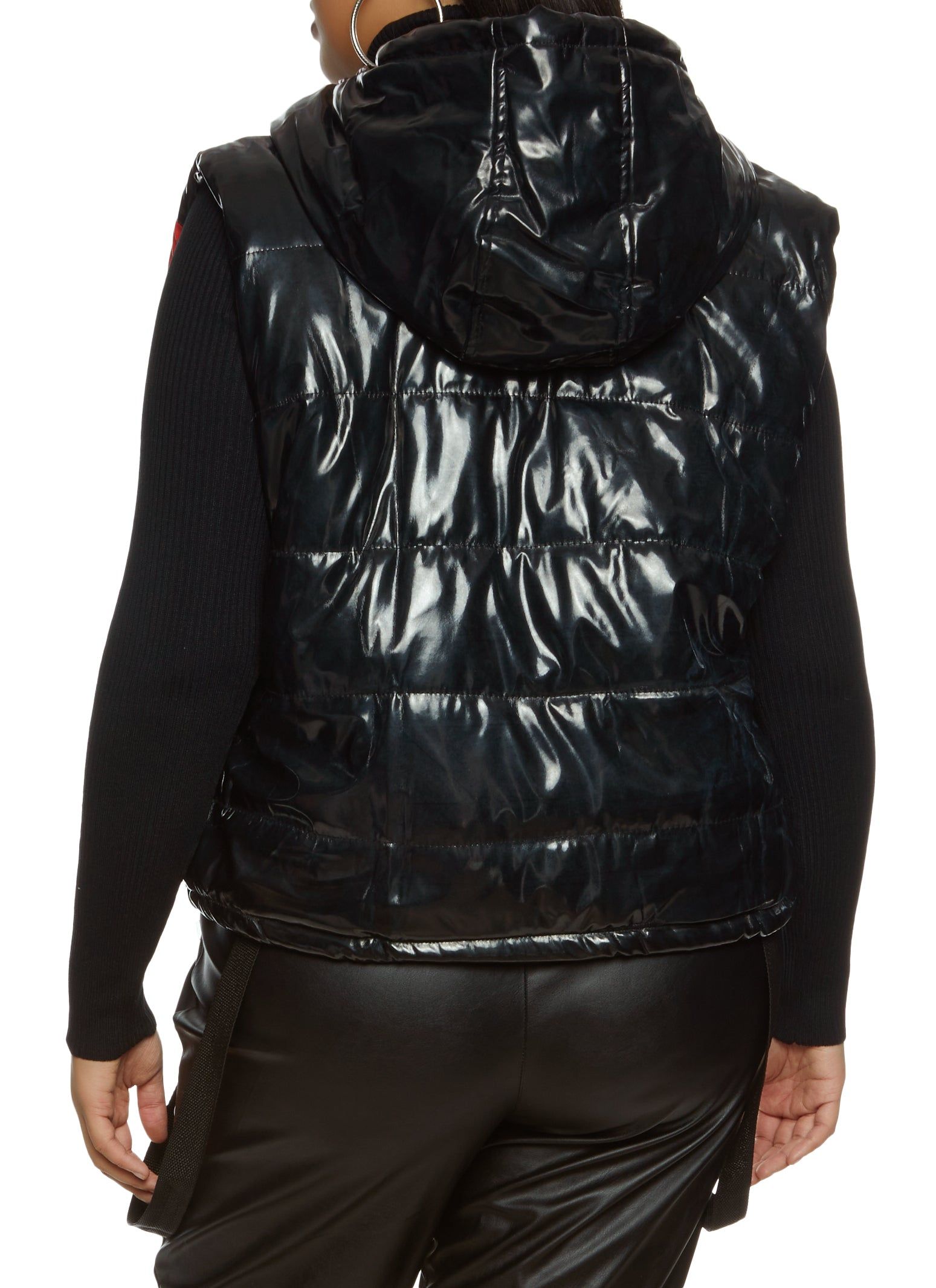 Plus Size Color Block Faux Patent Leather Puffer Vest sold by Rainbow product image thumbnail 2