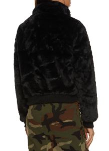 Faux Fur Zip Front Bomber Jacket sold by Rainbow