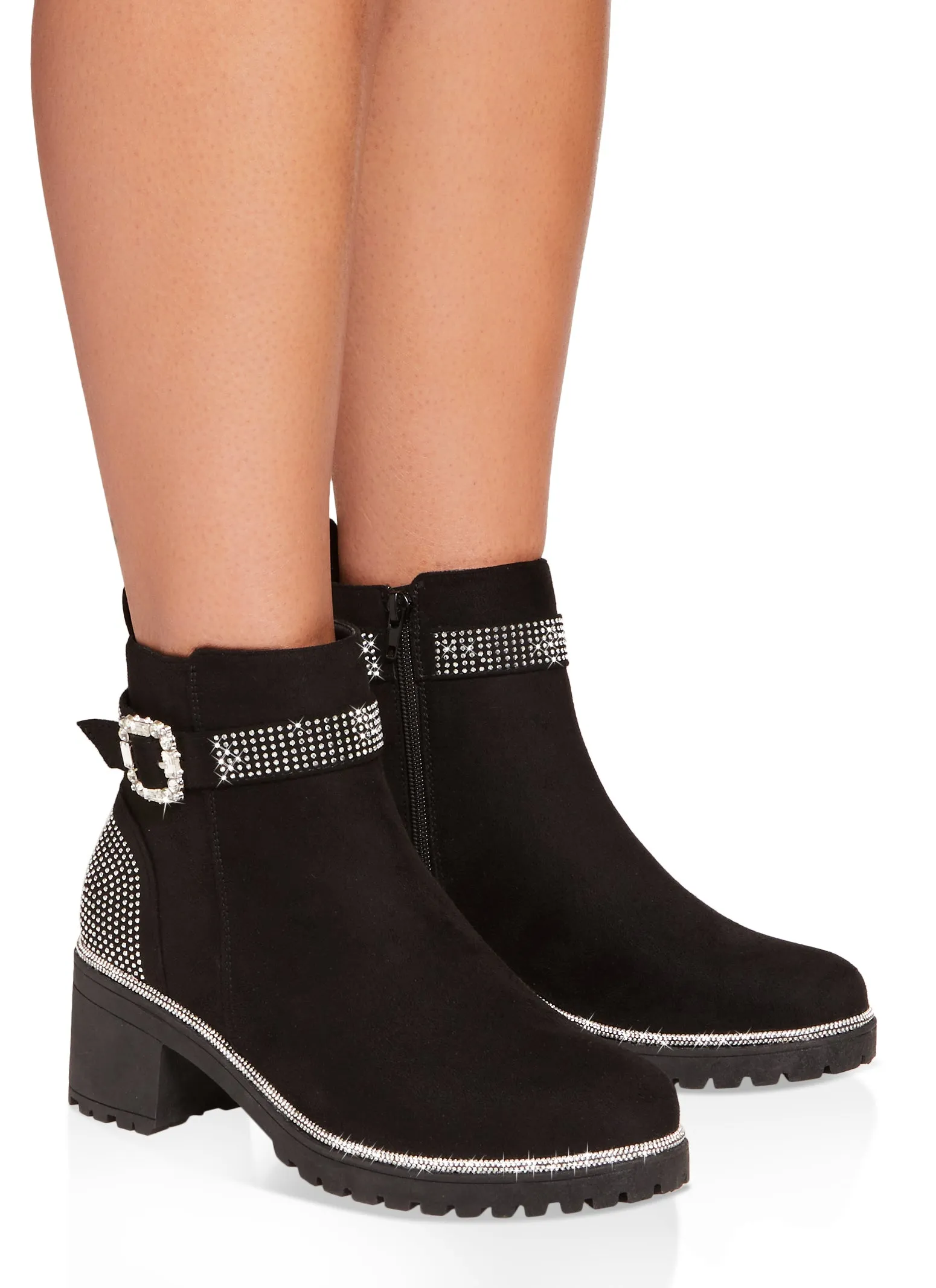 Rhinestone Trim Buckle Booties sold by Rainbow product image thumbnail 2